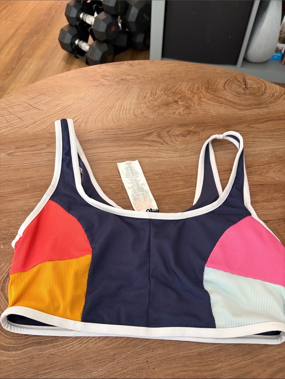 Rip Curl Women’s Bikini set Navy Ribbed Swim Top and High-Waist Bikini Bottoms